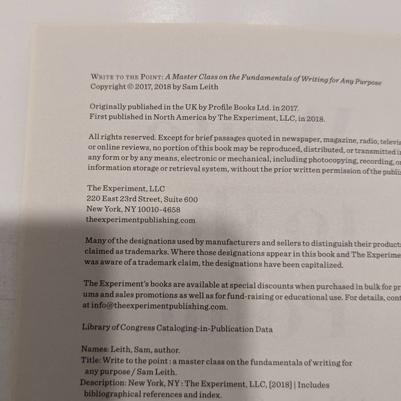 Write to the Point: A Master Class (2018, Paperback) - Fundamentals of Writing - Picture 3 of 9